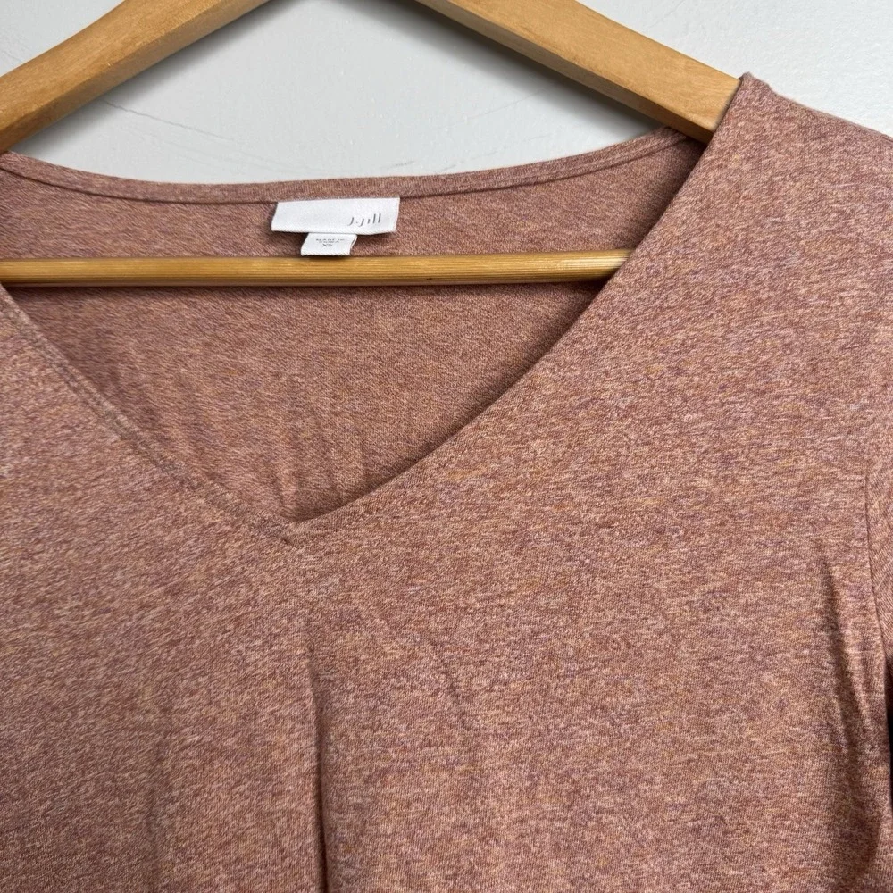 J Jill Women's XS Dusty Rose Layered Vneck Long Sleeve Top Cotton - Picture 2 of 7
